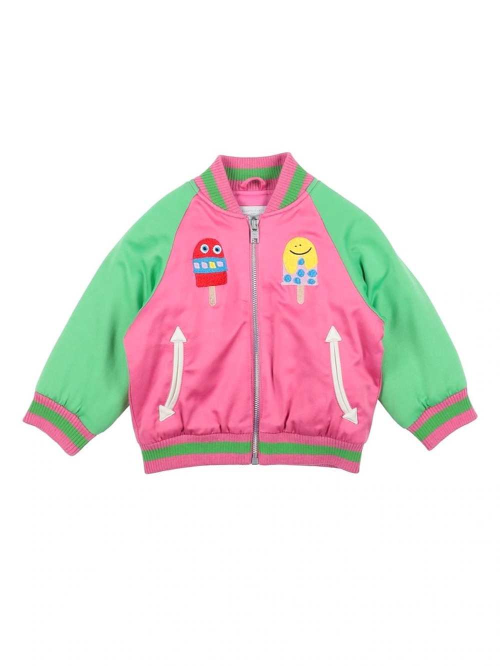Stella McCartney Kids Girls Pink Satin Bomber Jacket Size 10 NWT